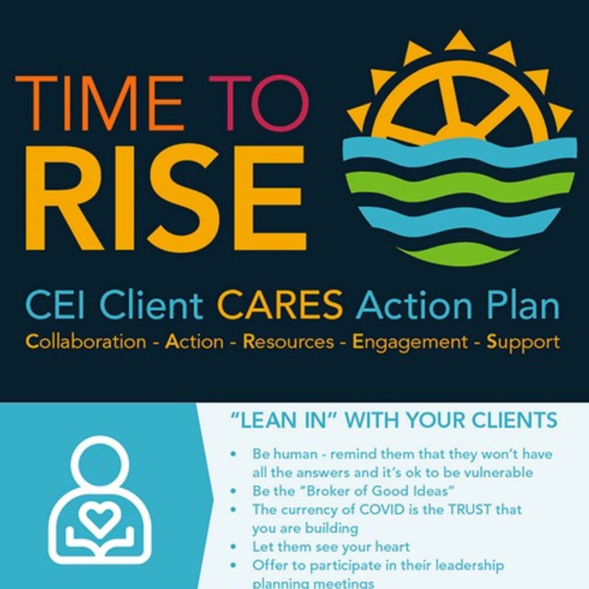 Text: Time To Rise in the colors, orange, red, and yellow overlaid on a black background.