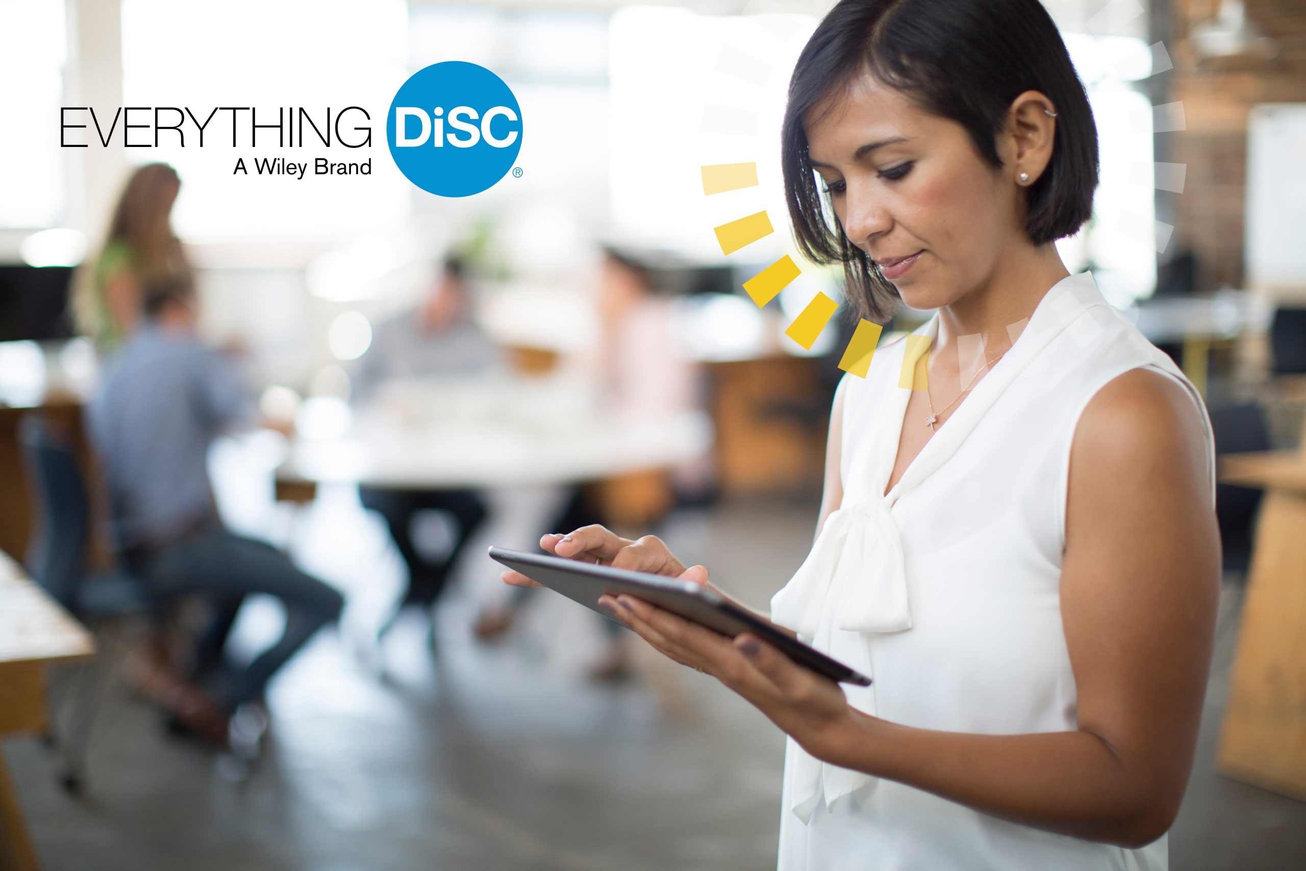 Woman working on her tablet.